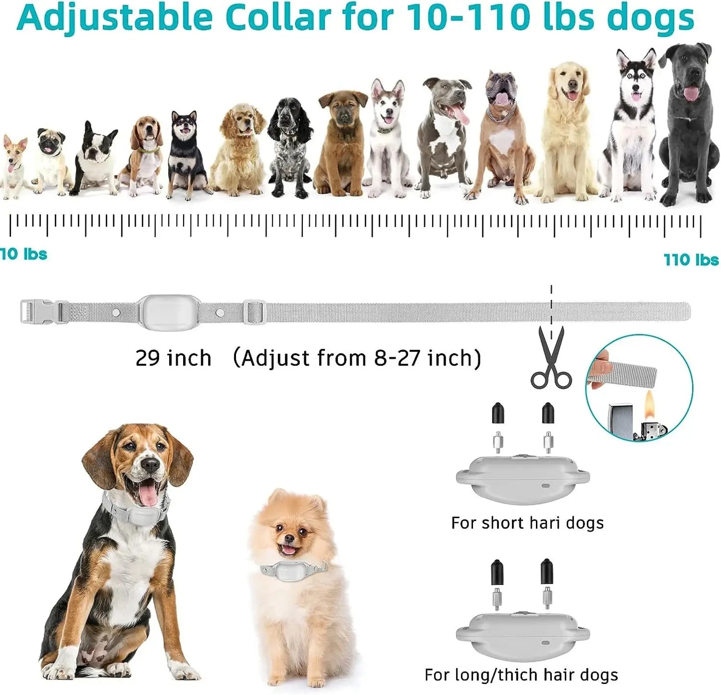 Dog Training Collar with Remote, 1000Ft Range, for Dogs 10-110lbs