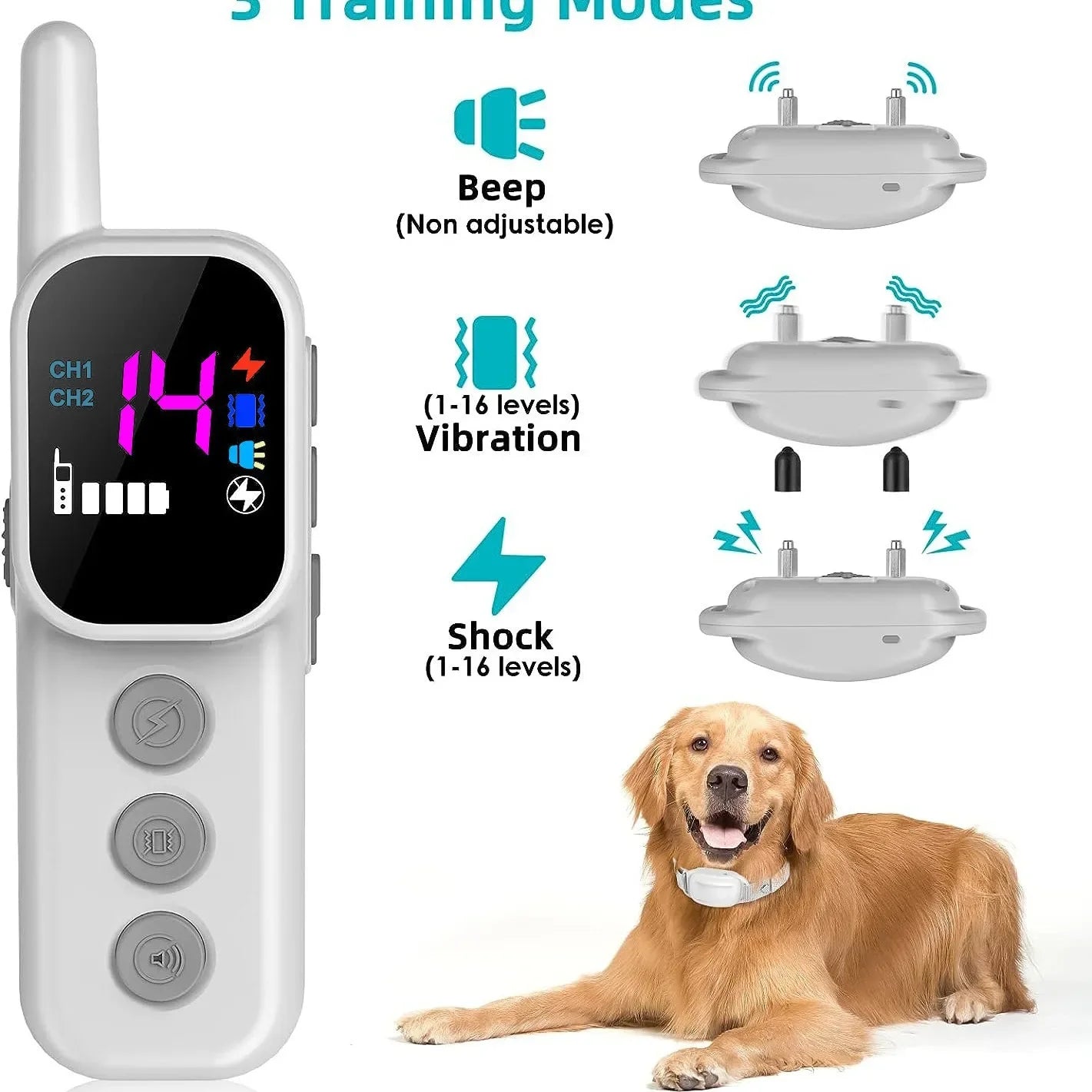 Dog Training Collar with Remote, 1000Ft Range, for Dogs 10-110lbs
